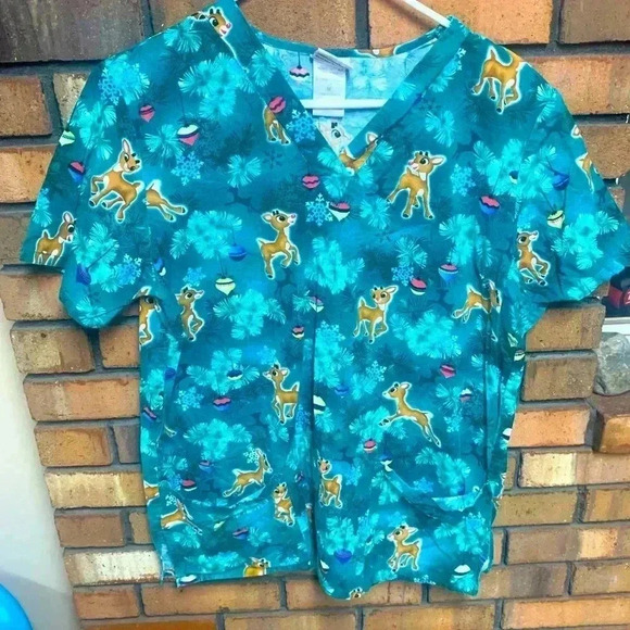 Women’s Rudolph the Red-nosed Reindeer Scrub Top - Picture 1 of 3